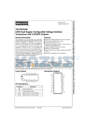 74LVXC4245MTC datasheet - 8-Bit Dual Supply Configurable Voltage Interface Transceiver with 3-STATE Outputs