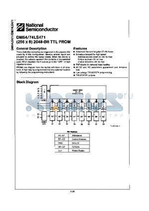 DM54LS471 datasheet - (256 X 8) 2048-BIT TTL PROM