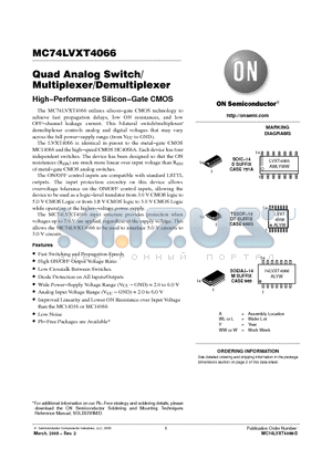 74LVXT4066 datasheet - Quad Analog Switch/Multiplexer/Demultiplexer High−Performance Silicon−Gate CMOS