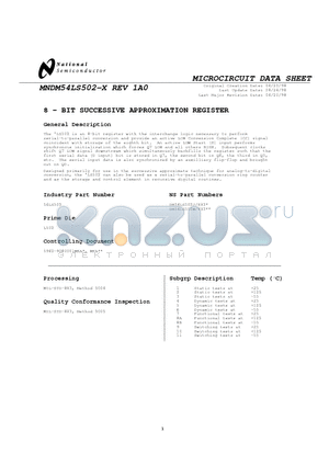 DM54LS502W/883 datasheet - 8 - BIT SUCCESSIVE APPROXIMATION REGISTER