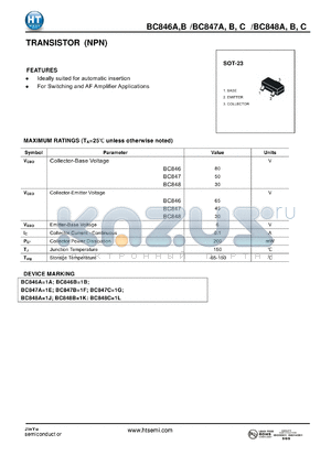 BC847C datasheet - TRANSISTOR (NPN)