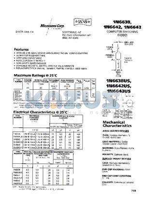 1N6638US datasheet - COMPUTER SWITCHING DIODE