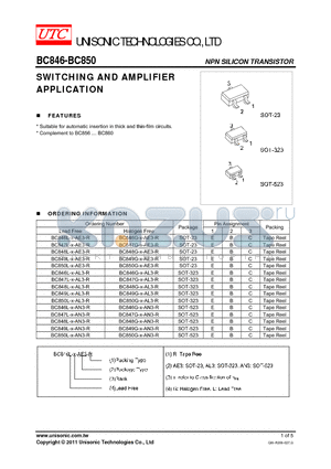 BC847L-A-AE3-R datasheet - SWITCHING AND AMPLIFIER APPLICATION