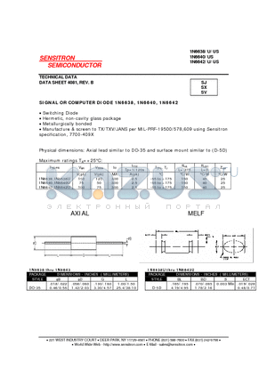 1N6642U datasheet - SIGNAL OR COMPUTER DIODE