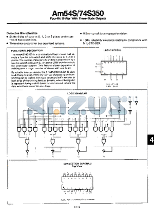 74S350 datasheet - Four-Bit Shifter With Three-State Outputs