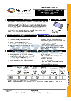 1N6662US datasheet - VOIDLESS-HERMETICALLY-SEALED STANDARD RECOVERY GLASS RECTIFIERS