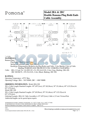 2BA-60 datasheet - Double Banana Plug Both Ends Cable Assembly