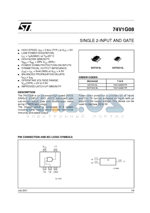 74V1G08 datasheet - SINGLE 2-INPUT AND GATE