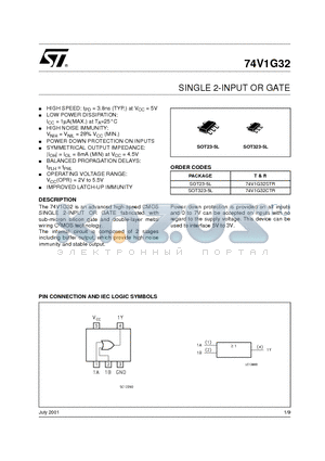 74V1G32CTR datasheet - SINGLE 2-INPUT OR GATE