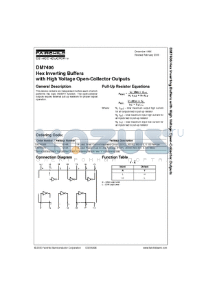 DM7406M datasheet - Hex Inverting Buffers with High Voltage Open-Collector Outputs