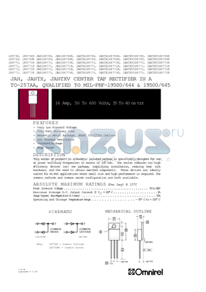 1N6769R datasheet - 16 Amp, 50 To 600 Volts, 35 To 60 ns trr