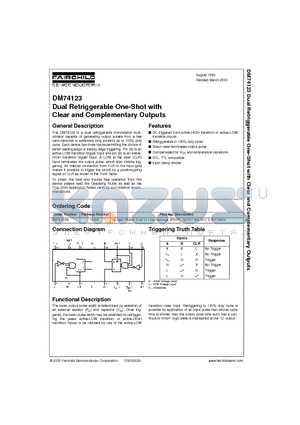 DM74123 datasheet - Dual Retriggerable One-Shot with Clear and Complementary Outputs