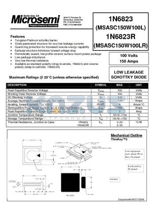 1N6823R datasheet - LOW LEAKAGE SCHOTTKY DIODE