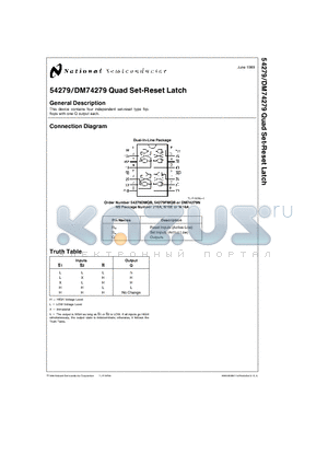 DM74279 datasheet - Quad Set-Reset Latch