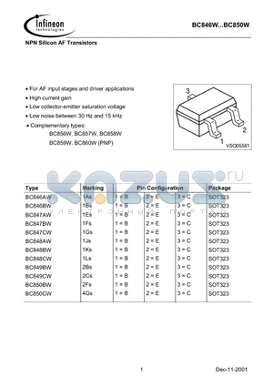 BC848W datasheet - NPN Silicon AF Transistors