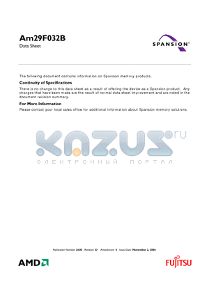 AM29F032B_06 datasheet - 32 Megabit (4 M x 8-Bit) CMOS 5.0 Volt-only, Uniform Sector Flash Memory