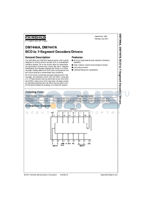 DM7447AN datasheet - BCD to 7-Segment Decoders/Drivers