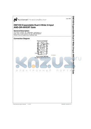 DM7450 datasheet - Expandable Dual 2-Wide 2-Input AND-OR-INVERT Gate