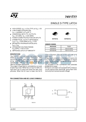 74V1T77CTR datasheet - SINGLE D-TYPE LATCH