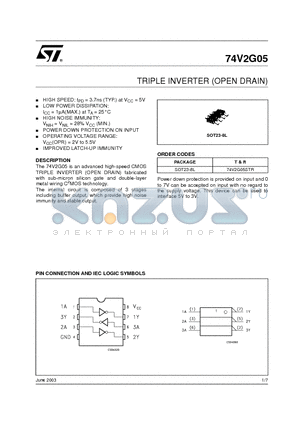 74V2G05 datasheet - TRIPLE INVERTER