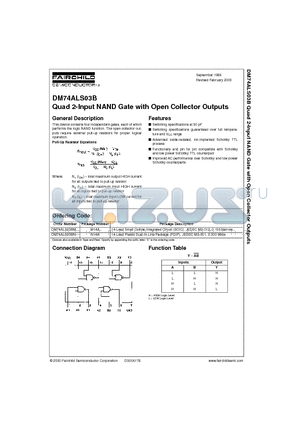 DM74ALS03B datasheet - Quad 2-Input NAND Gate with Open Collector Outputs