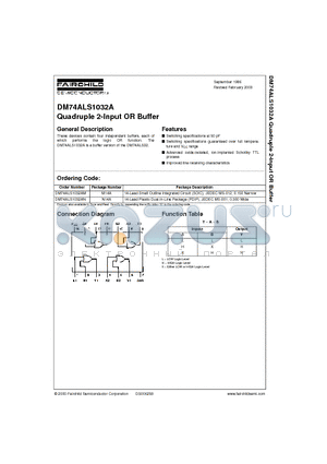 DM74ALS1032AN datasheet - Quadruple 2-Input OR Buffer