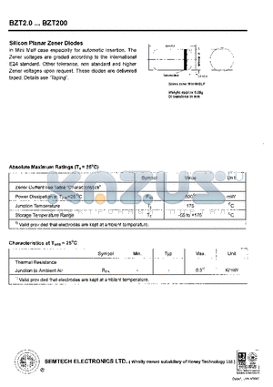 BZT150 datasheet - Silicon Planar Zener Diodes