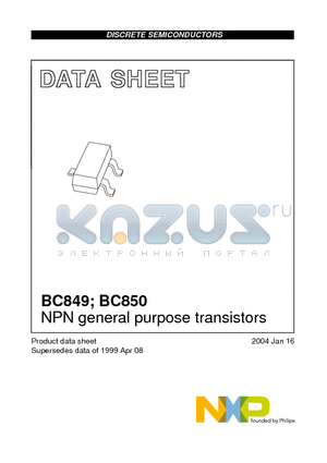BC850 datasheet - NPN general purpose transistors