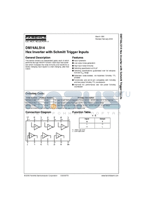 DM74ALS14M datasheet - Hex Inverter with Schmitt Trigger Inputs
