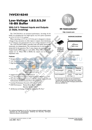 74VCX16240 datasheet - Low−Voltage 1.8/2.5/3.3V 16−Bit Buffer