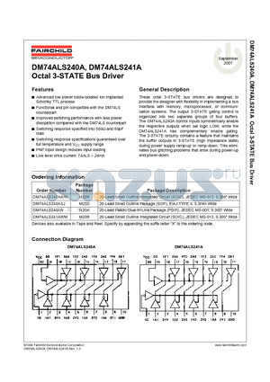 DM74ALS240A_07 datasheet - Octal 3-STATE Bus Driver