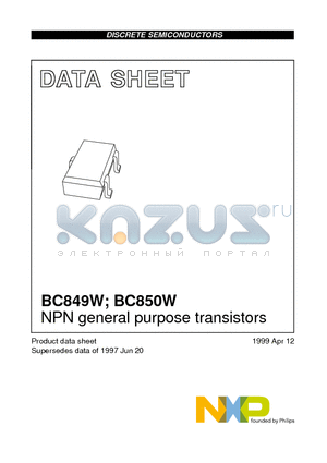 BC850W datasheet - NPN general purpose transistors