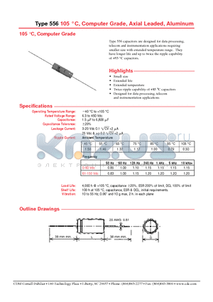 556181M010BB2 datasheet - Computer Grade, Axial Leaded, Aluminum