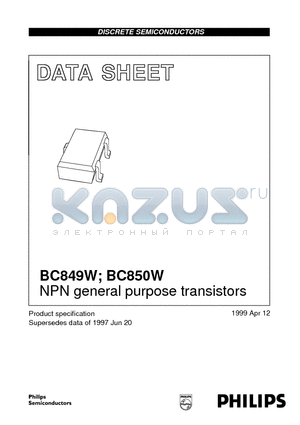 BC850W datasheet - NPN general purpose transistors