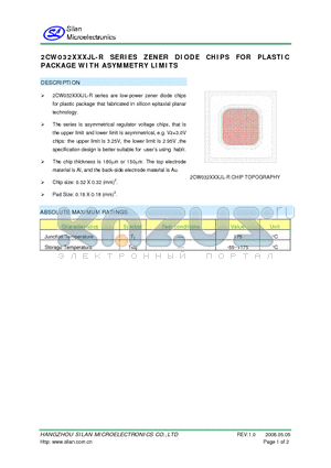 2CW032022JL-R datasheet - 2CW032XXXJL-R SERIES ZENER DIODE CHIPS FOR PLASTIC PACKAGE WITH ASYMMETRY LIMITS