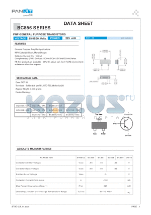 BC856 datasheet - PNP GENERAL PURPOSE TRANSISTORS