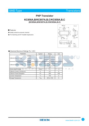 BC856A datasheet - PNP Transistor
