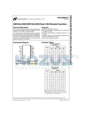 DM74ALS390N datasheet - Dual 4-Bit Decade Counters