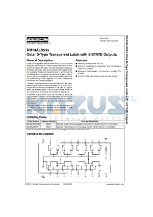 DM74ALS533N datasheet - Octal D-Type Transparent Latch with 3-STATE Outputs