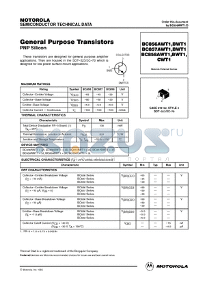 BC856AWT1 datasheet - CASE 419-02, STYLE 3 SOT-323/SC-70