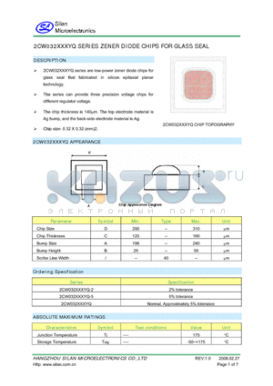 2CW032075YQ-5 datasheet - 2CW032XXXYQ SERIES ZENER DIODE CHIPS FOR GLASS SEAL