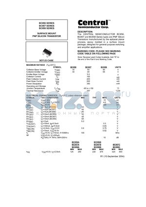 BC856B datasheet - SURFACE MOUNT PNP SILICON TRANSISTOR