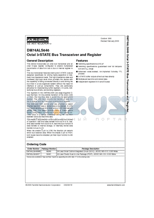 DM74ALS646WM datasheet - Octal 3-STATE Bus Transceiver and Register