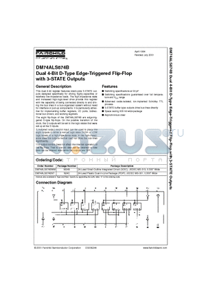 DM74ALS874B datasheet - Dual 4-Bit D-Type Edge-Triggered Flip-Flop with 3-STATE Outputs