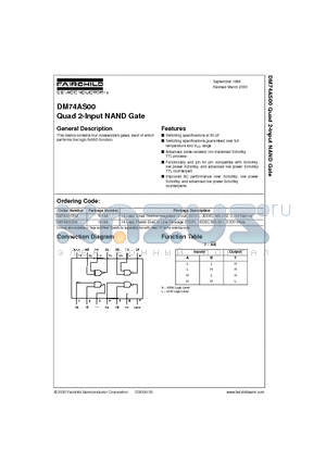 DM74AS00 datasheet - Quad 2-Input NAND Gate