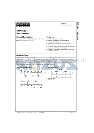 DM74AS04 datasheet - Hex Inverter