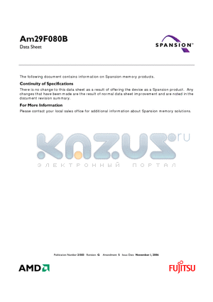 AM29F080B-55EI datasheet - 8 Megabit (1 M x 8-Bit) CMOS 5.0 Volt-only, Uniform Sector Flash Memory