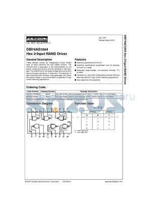 DM74AS1804N datasheet - Hex 2-Input NAND Driver