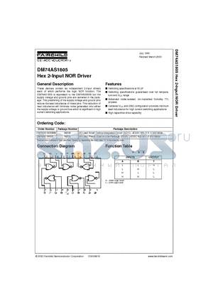 DM74AS1805WM datasheet - Hex 2-Input NOR Driver