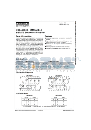 DM74AS244 datasheet - 3-STATE Bus Driver/Receiver